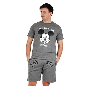 Pijama Verano Hombre DISNEY Mickey Mouse Gris Algodón